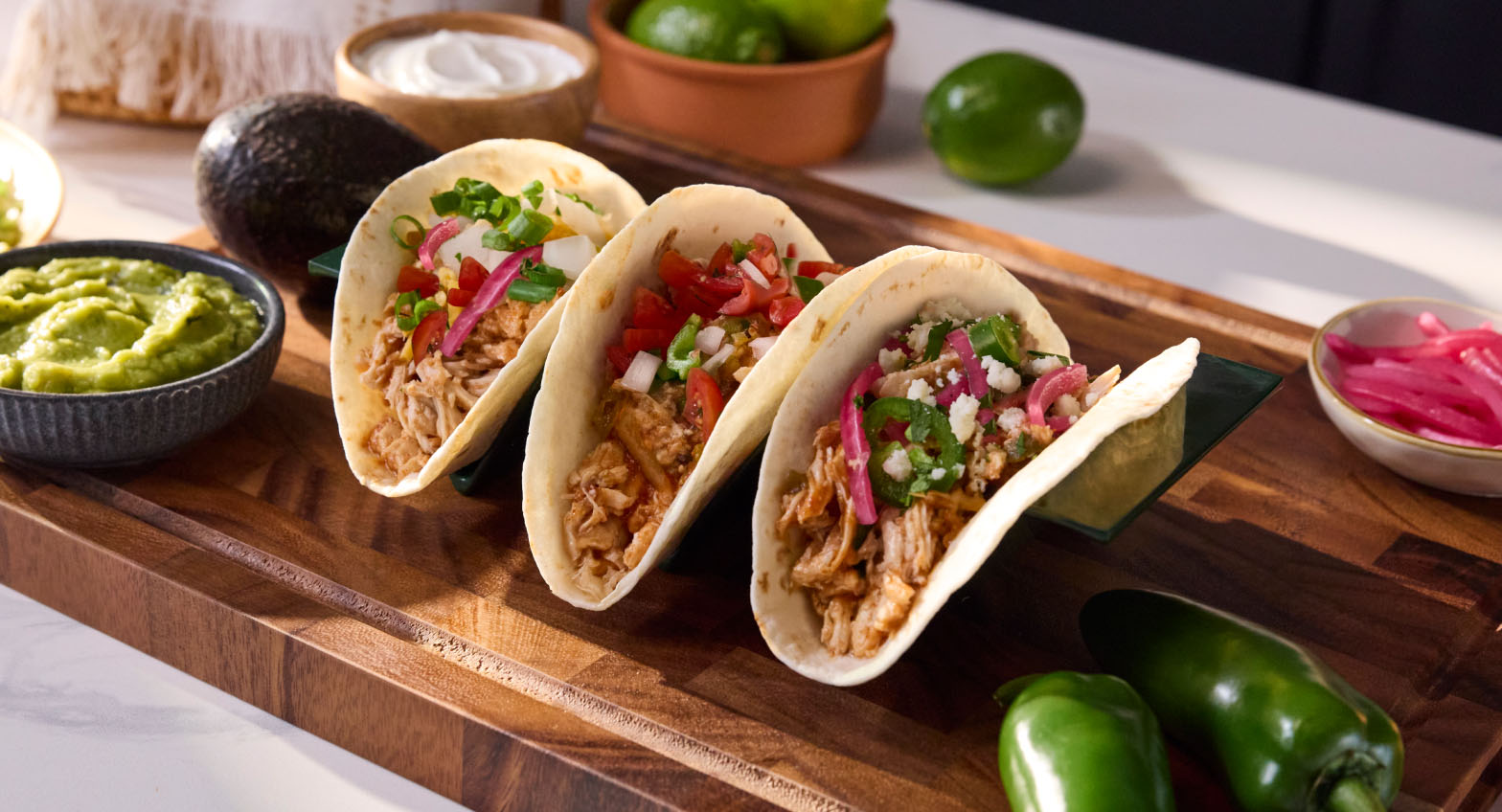 Pulled chicken tacos