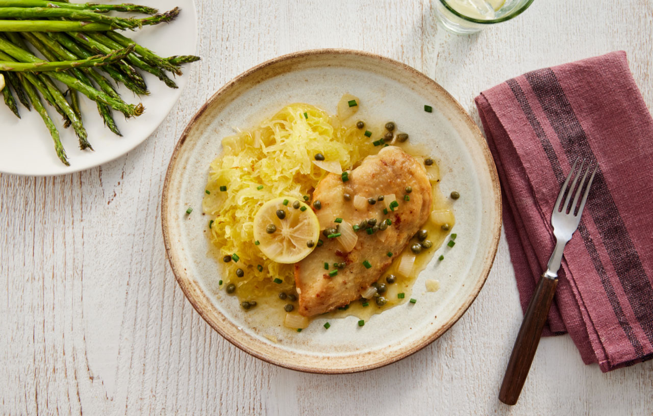 Brown Butter Chicken Piccata with Spaghetti&nbsp;Squash