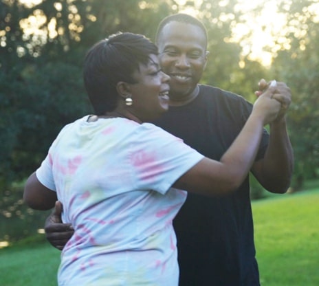 Eric and Sholanda dancing outside